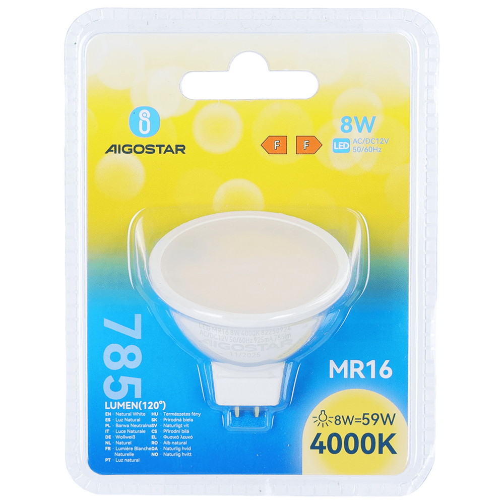 Faretto Led MR16 8W Apertura 100 gradi Bianco neutro 4000K Aigostar - Foto 3