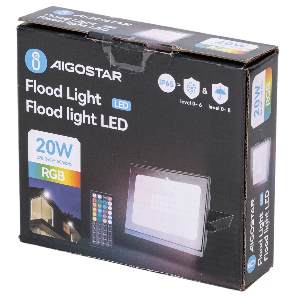 Faro proiettore Led Seven 10W Nero da esterno IP65 RGB luce regolabile e dimmerabile con telecomando Aigostar - Foto 3