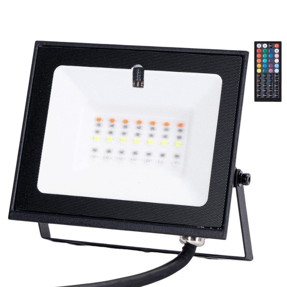 Foto principale Faro proiettore Led Seven 10W Nero da esterno IP65 RGB luce regolabile e dimmerabile con telecomando Aigostar