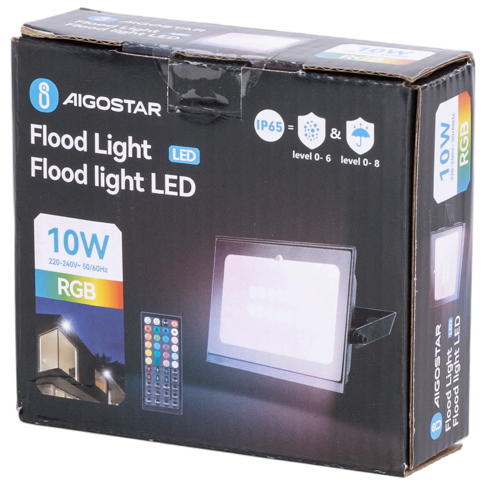 Faro proiettore Led Seven 20W Nero da esterno IP65 RGB luce regolabile e dimmerabile con telecomando Aigostar - Foto 3