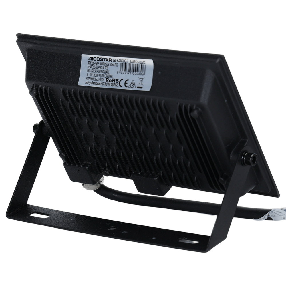 Faro proiettore Led Seven 30W Nero da esterno IP65 RGB luce regolabile e dimmerabile con telecomando Aigostar - Foto 1