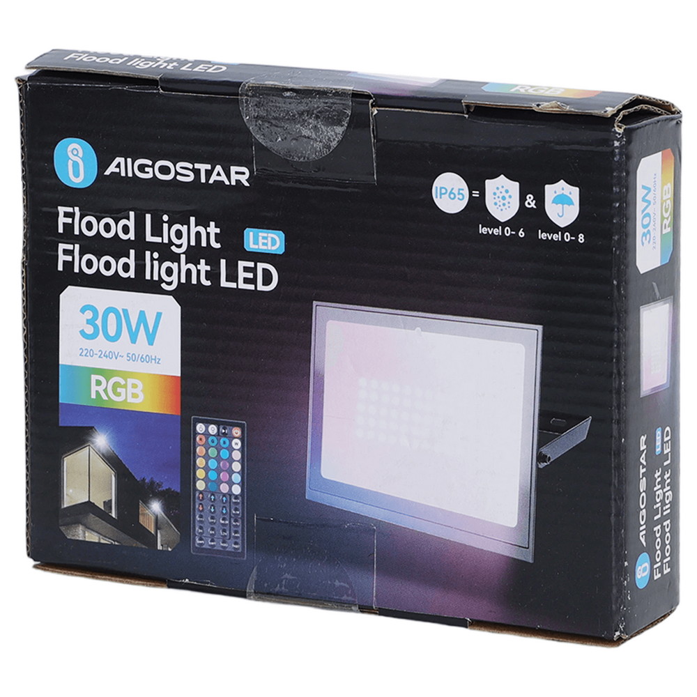 Faro proiettore Led Seven 30W Nero da esterno IP65 RGB luce regolabile e dimmerabile con telecomando Aigostar - Foto 3