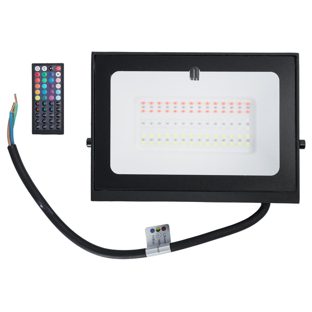 Faro proiettore Led Seven 50W Nero da esterno IP65 RGB luce regolabile e dimmerabile con telecomando Aigostar - Foto 2