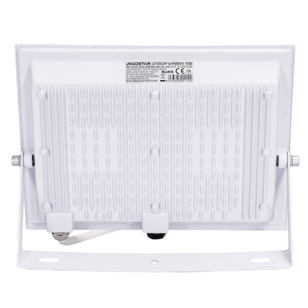 Faro proiettore Led Slim 100W Bianco da esterno IP65 Bianco freddo 6500K Aigostar - Foto 2