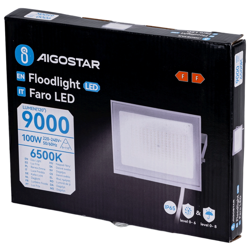 Faro proiettore Led Slim 100W Bianco da esterno IP65 Bianco freddo 6500K Aigostar - Foto 4