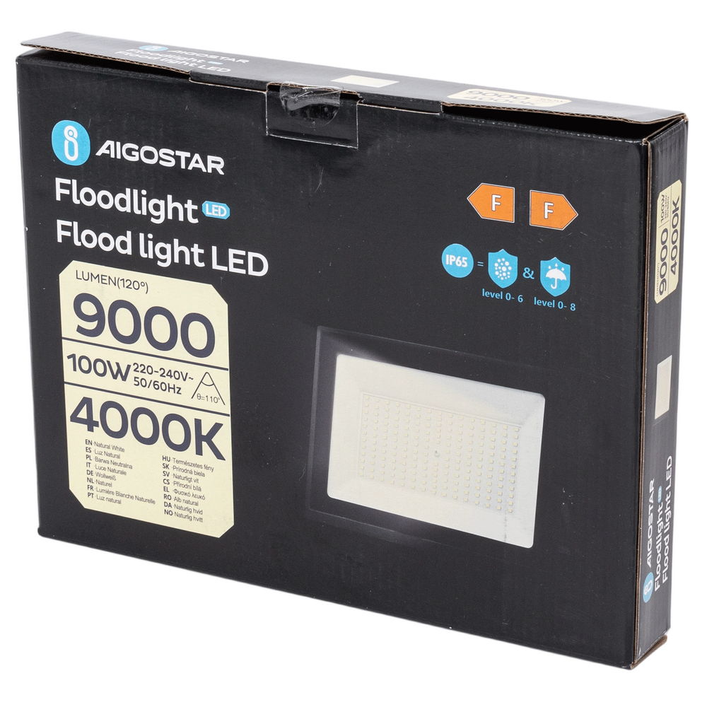 Faro proiettore Led Slim 100W Nero da esterno IP65 Bianco neutro 4000K Aigostar - Foto 4