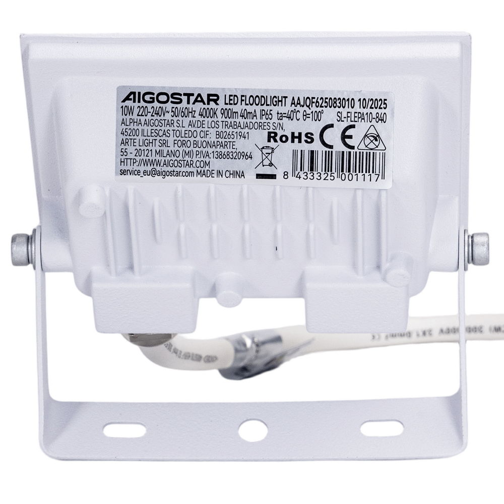 Faro proiettore Led Slim 10W Bianco da esterno IP65 Bianco neutro 4000K Aigostar - Foto 2