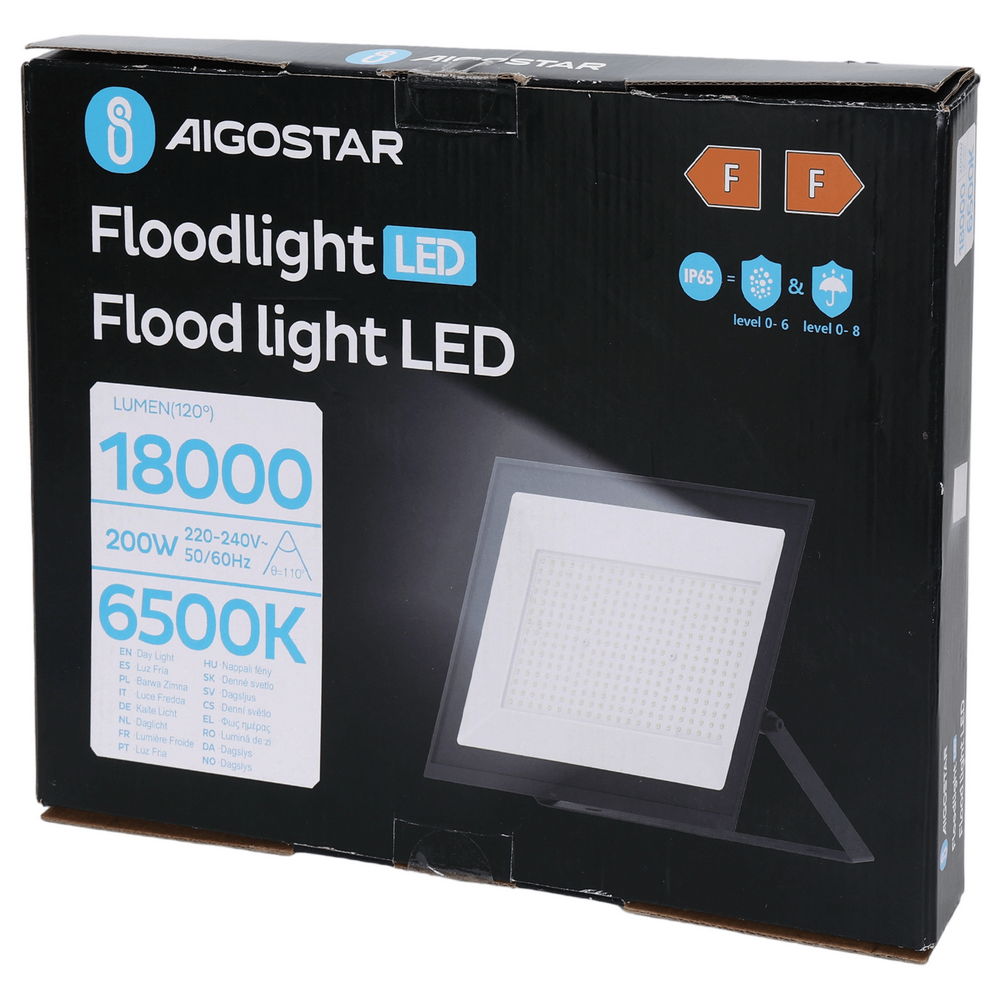 Faro proiettore Led Slim 200W Nero da esterno IP65 Bianco freddo 6500K Aigostar - Foto 3