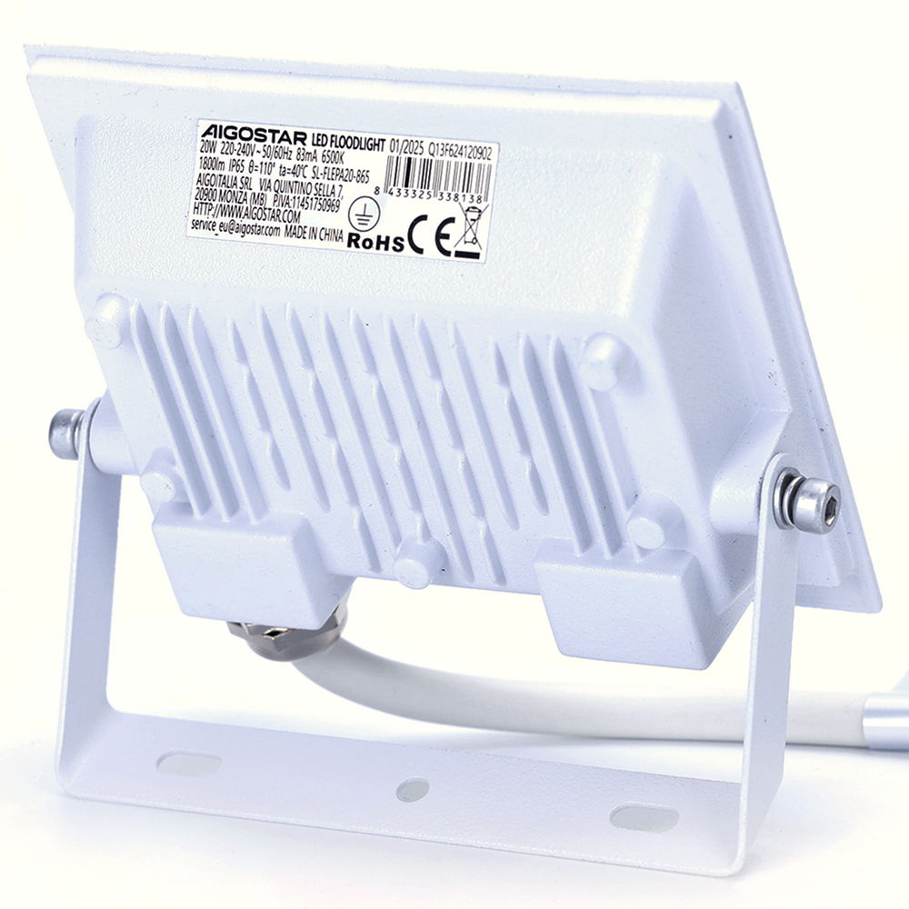 Faro proiettore Led Slim 20W Bianco da esterno IP65 Bianco freddo 6500K Aigostar - Foto 2