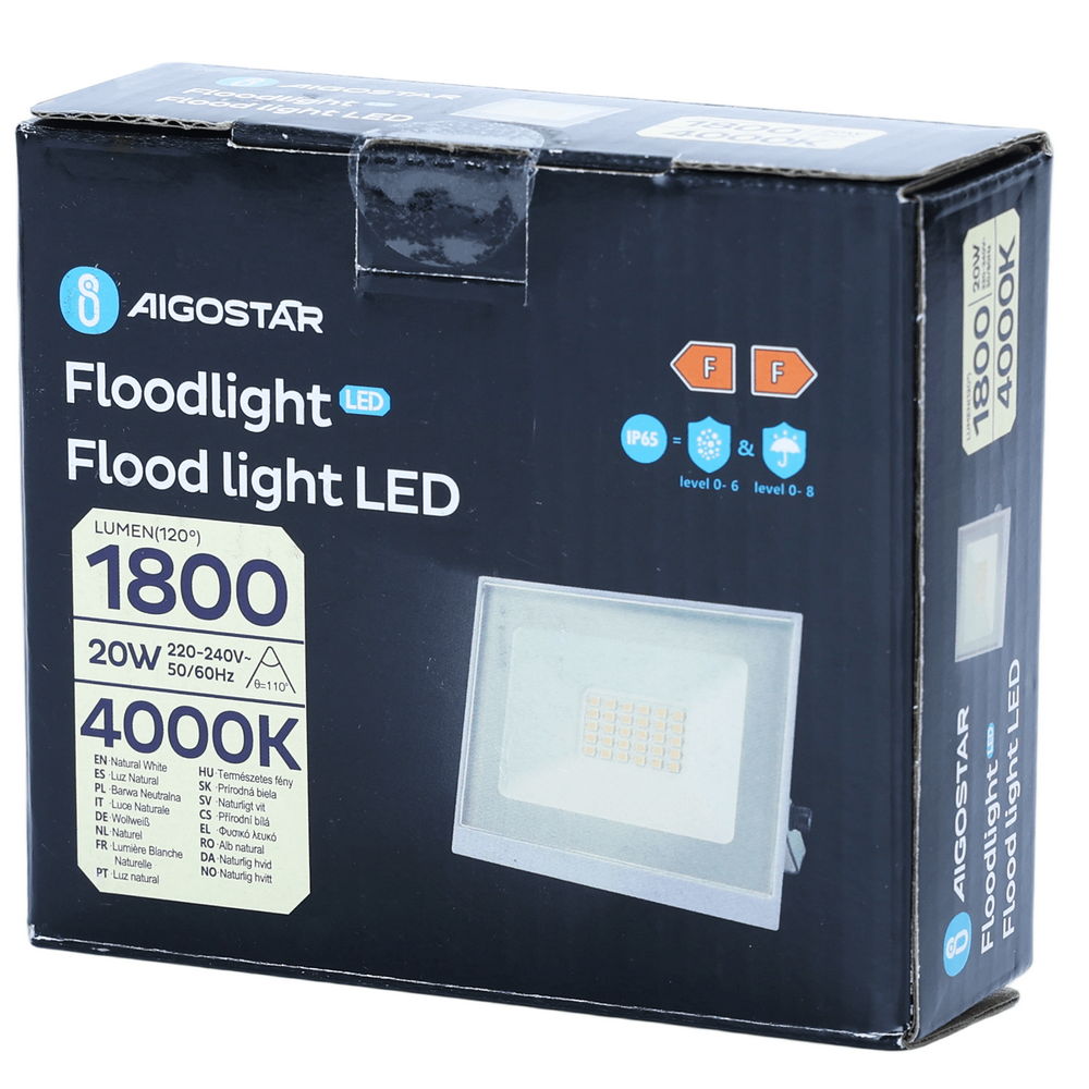 Faro proiettore Led Slim 20W Bianco da esterno IP65 Bianco neutro 4000K Aigostar - Foto 4