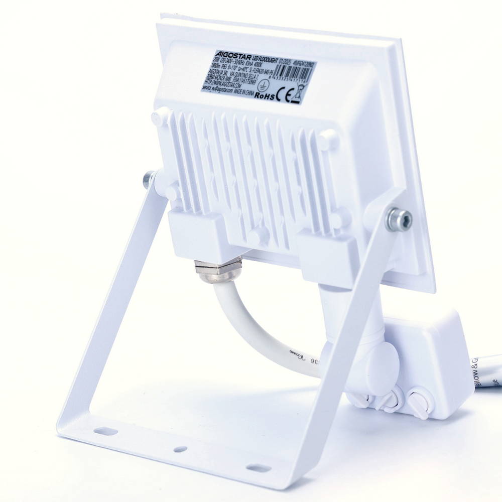 Faro proiettore Led Slim 20W Bianco da esterno IP65 Bianco neutro 4000K con sensore crepuscolare e di movimento Aigostar - Foto 2