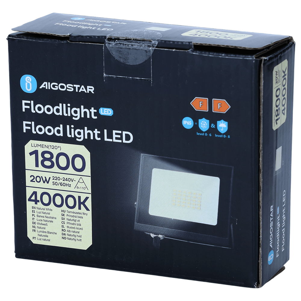 Faro proiettore Led Slim 20W Nero da esterno IP65 Bianco neutro 4000K Aigostar - Foto 4