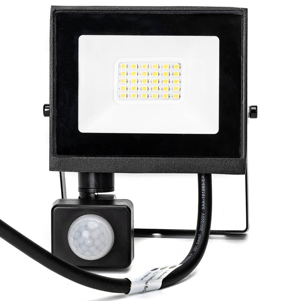 Faro proiettore Led Slim 20W Nero da esterno IP65 Bianco neutro 4000K con sensore crepuscolare e di movimento Aigostar - Foto 1