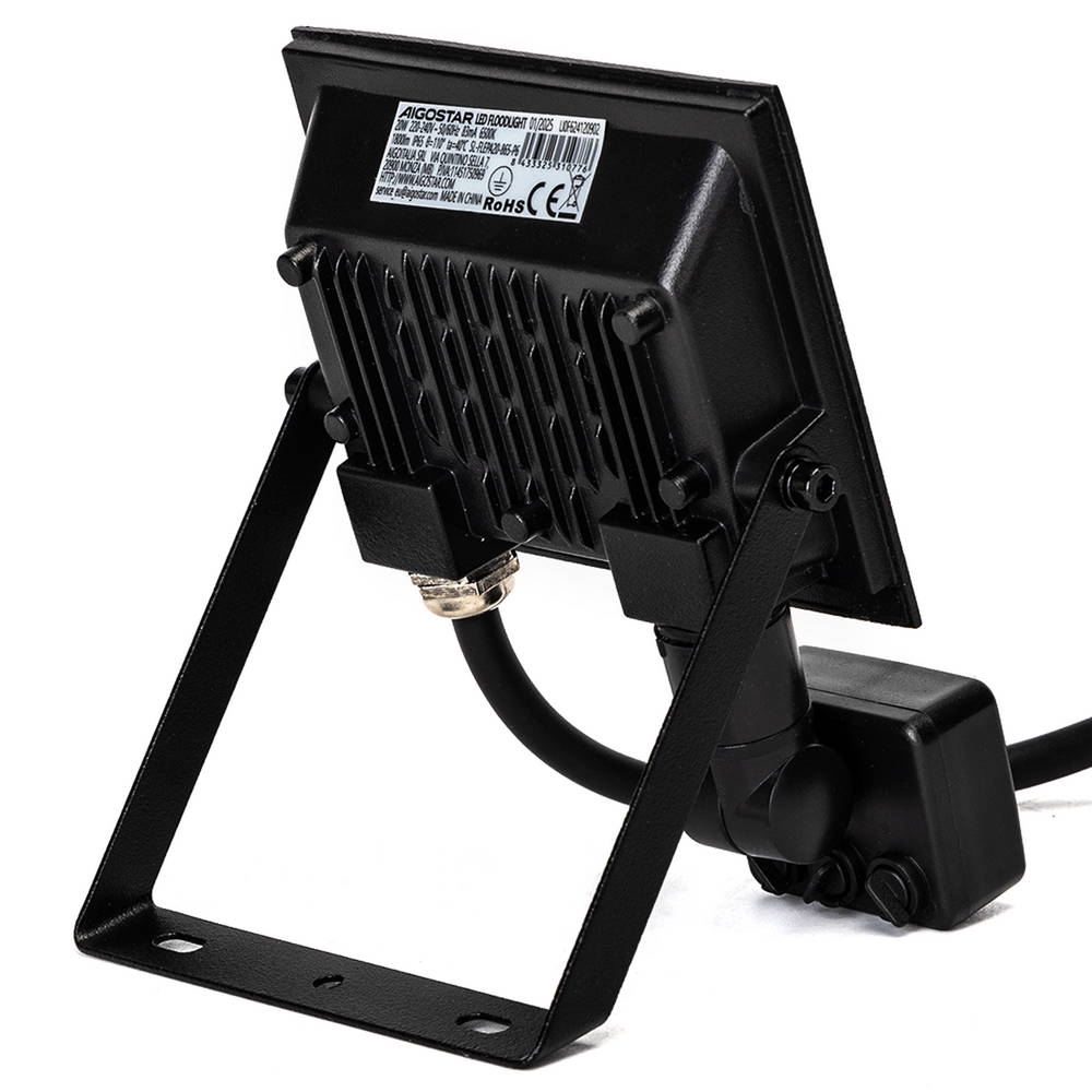 Faro proiettore Led Slim 20W Nero da esterno IP65 Bianco neutro 4000K con sensore crepuscolare e di movimento Aigostar - Foto 2
