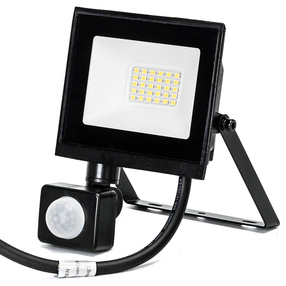 Foto principale Faro proiettore Led Slim 20W Nero da esterno IP65 Bianco neutro 4000K con sensore crepuscolare e di movimento Aigostar