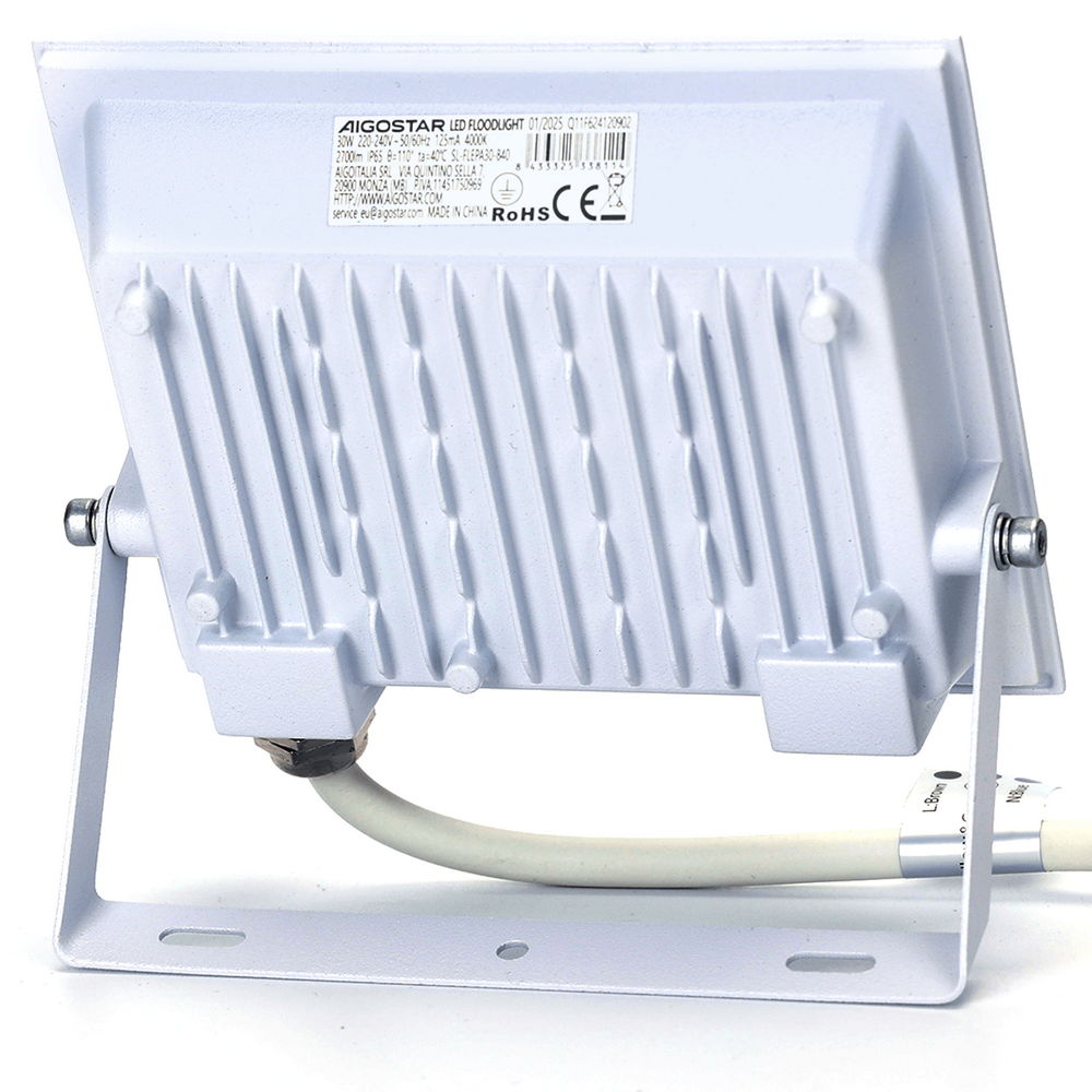 Faro proiettore Led Slim 30W Bianco da esterno IP65 Bianco freddo 6500K Aigostar - Foto 2