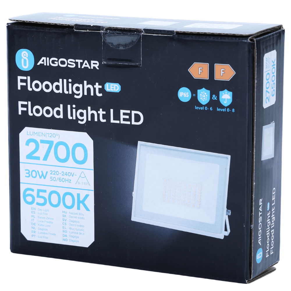 Faro proiettore Led Slim 30W Bianco da esterno IP65 Bianco freddo 6500K Aigostar - Foto 4