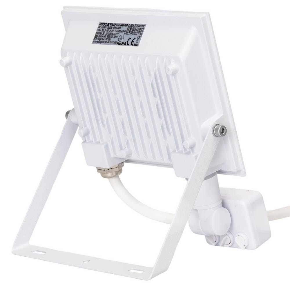 Faro proiettore Led Slim 30W Bianco da esterno IP65 Bianco neutro 4000K con sensore crepuscolare e di movimento Aigostar - Foto 2