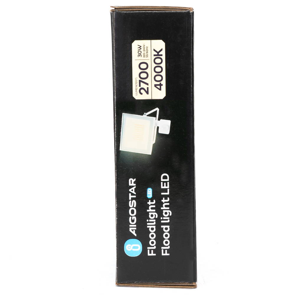 Faro proiettore Led Slim 30W Bianco da esterno IP65 Bianco neutro 4000K con sensore crepuscolare e di movimento Aigostar - Foto 4