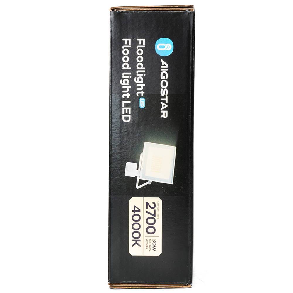 Faro proiettore Led Slim 30W Bianco da esterno IP65 Bianco neutro 4000K con sensore crepuscolare e di movimento Aigostar - Foto 5