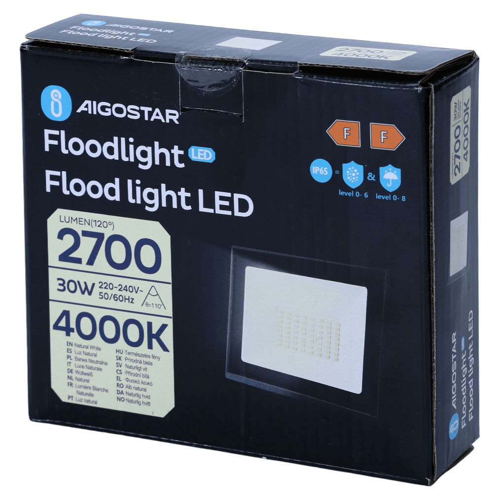 Faro proiettore Led Slim 30W Nero da esterno IP65 Bianco neutro 4000K Aigostar - Foto 4