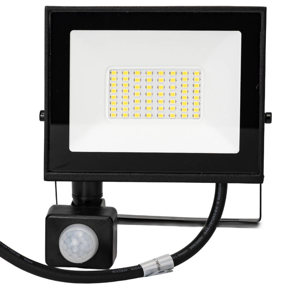 Faro proiettore Led Slim 30W Nero da esterno IP65 Bianco neutro 4000K con sensore crepuscolare e di movimento Aigostar - Foto 1