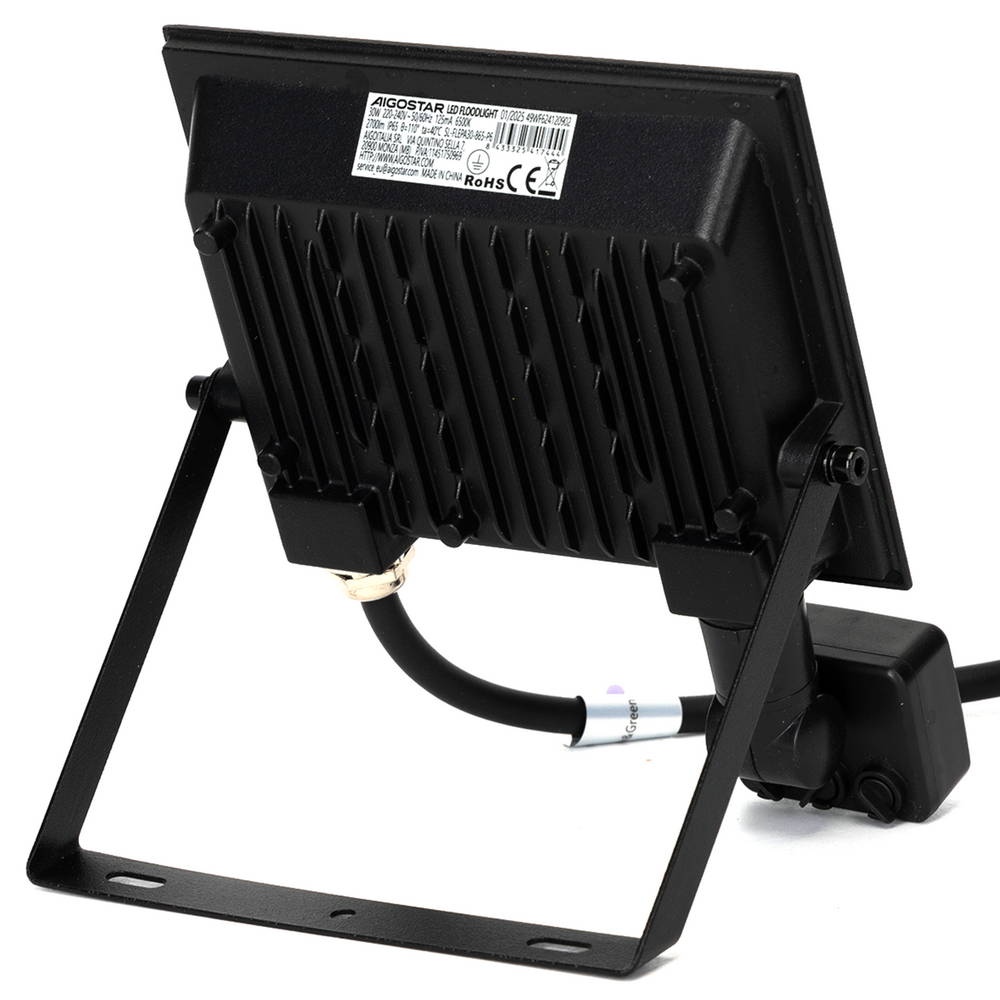 Faro proiettore Led Slim 30W Nero da esterno IP65 Bianco neutro 4000K con sensore crepuscolare e di movimento Aigostar - Foto 2