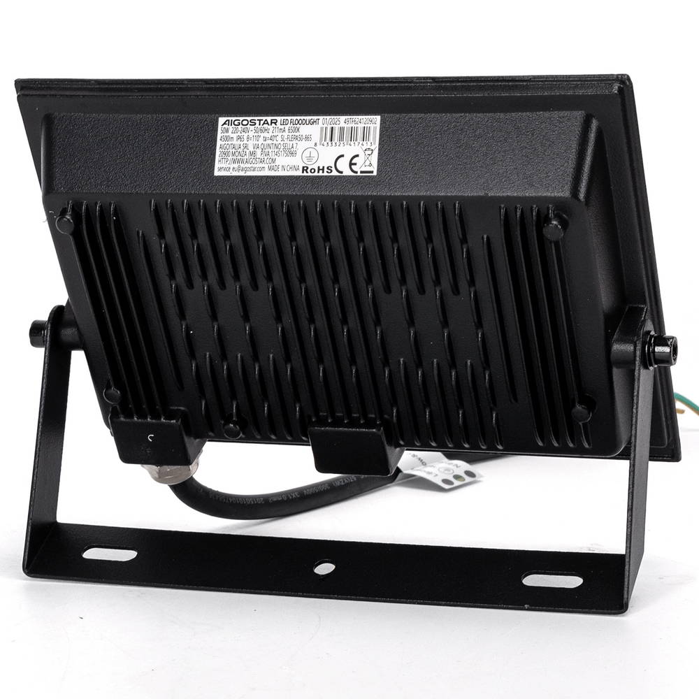 Faro proiettore Led Slim 50W Nero da esterno IP65 Bianco neutro 4000K Aigostar - Foto 2