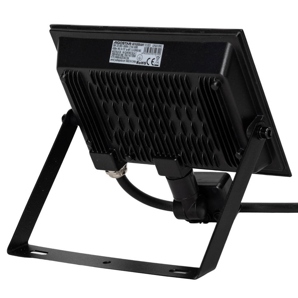 Faro proiettore Led Slim 50W Nero da esterno IP65 Bianco neutro 4000K con sensore crepuscolare e di movimento Aigostar - Foto 1