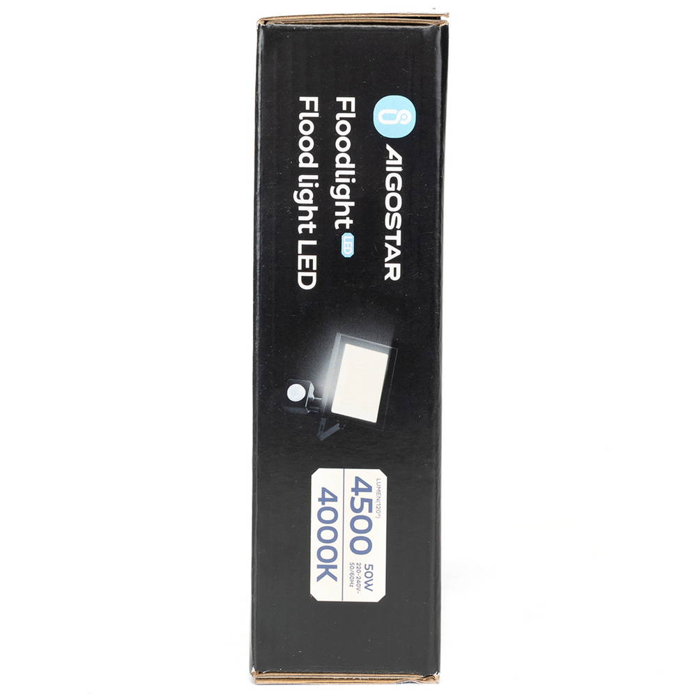 Faro proiettore Led Slim 50W Nero da esterno IP65 Bianco neutro 4000K con sensore crepuscolare e di movimento Aigostar - Foto 6