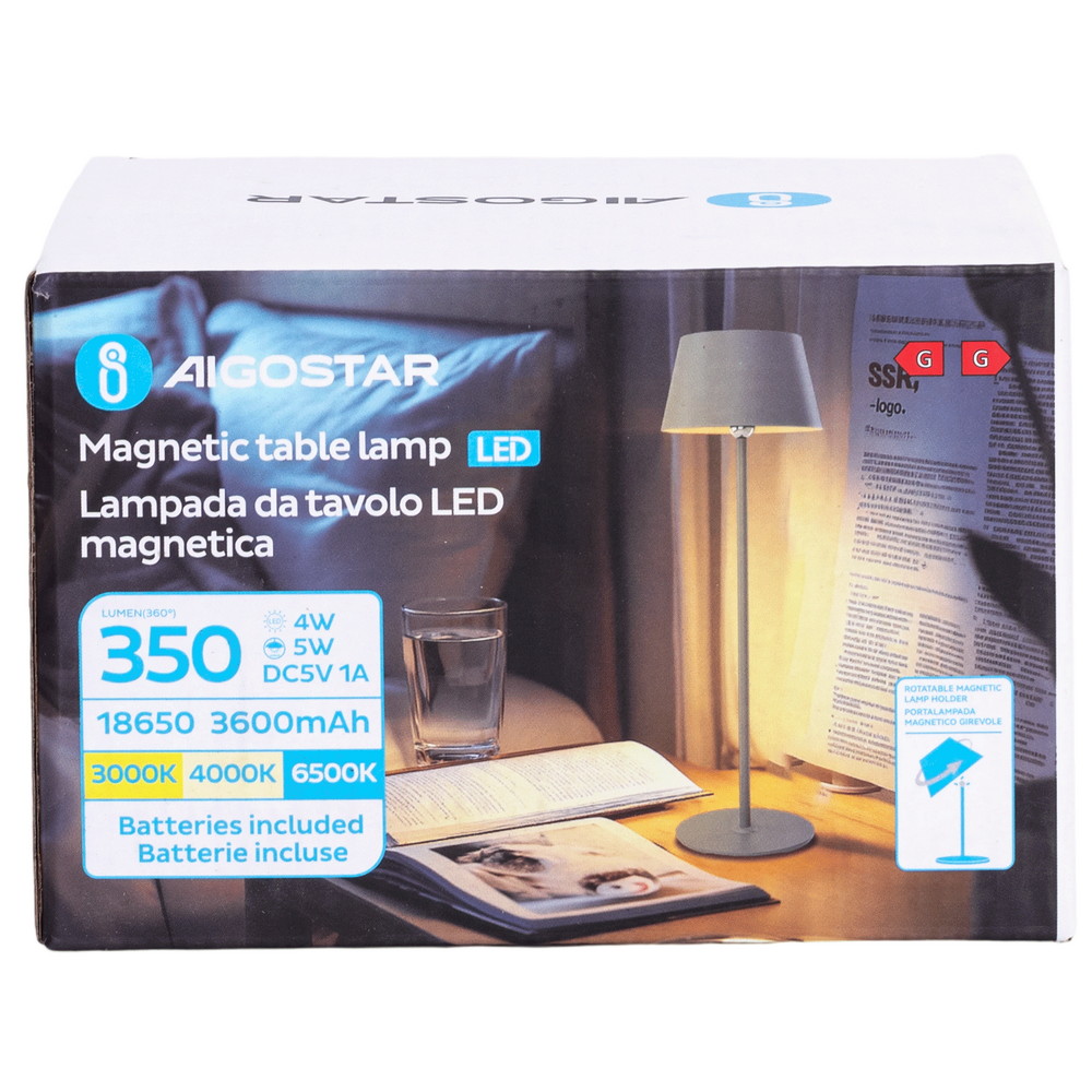 Lampada da tavolo Led touch Eli 5W Grigia CCT temperatura colore regolabile portatile a batteria ricaricabile USB Aigostar - Foto 6