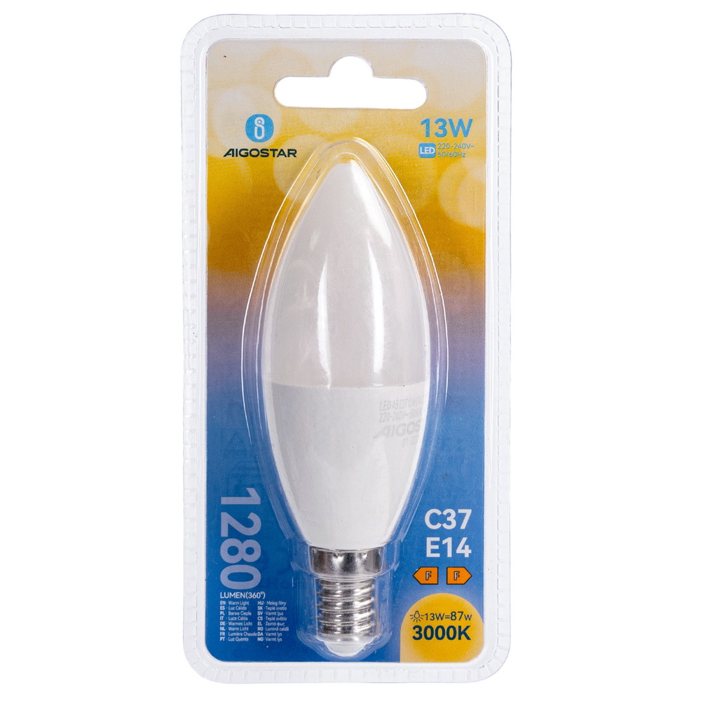 Lampadina Led E14 C37 a oliva 13W Bianco caldo 3000K Aigostar - Foto 3