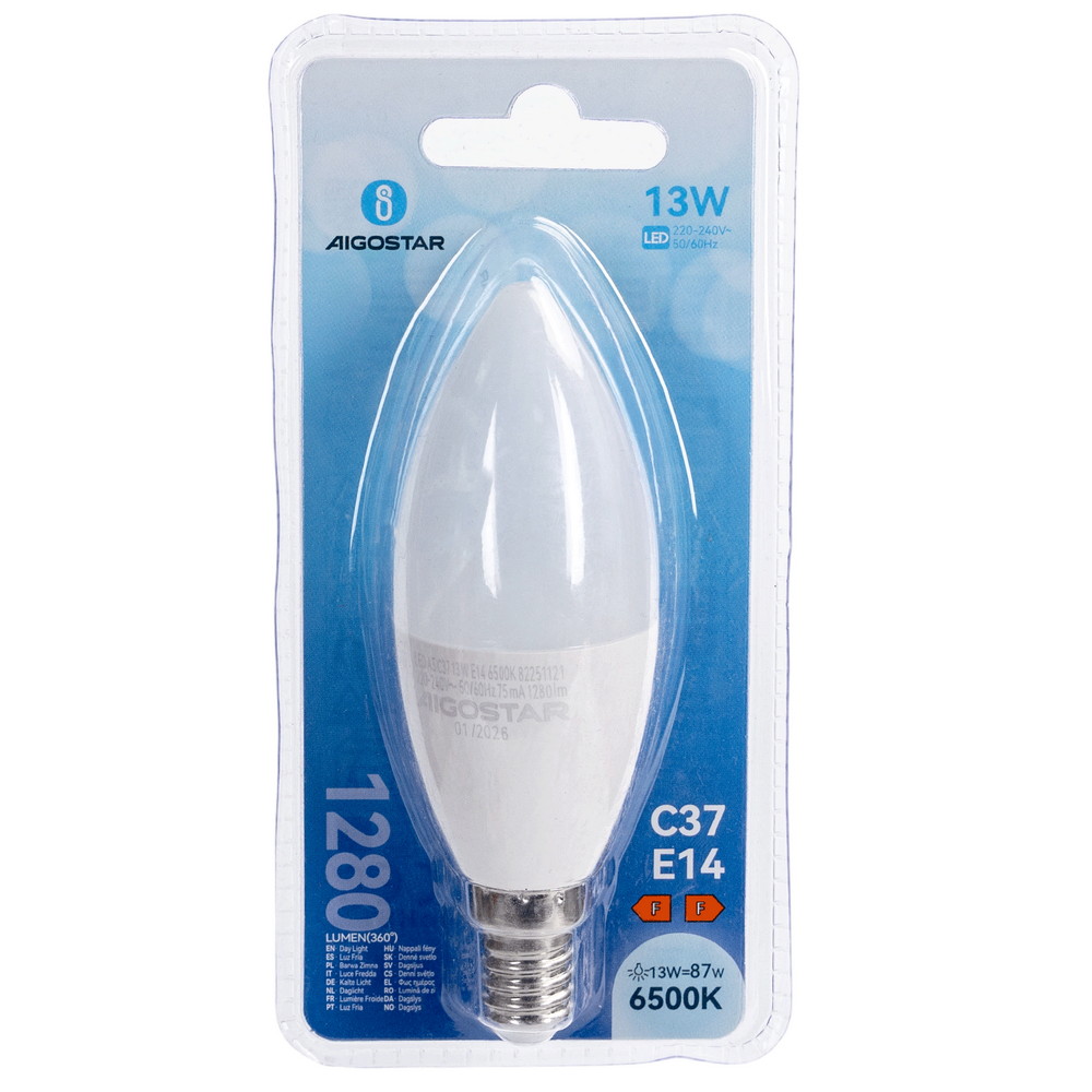 Lampadina Led E14 C37 a oliva 13W Bianco freddo 6500K Aigostar - Foto 3