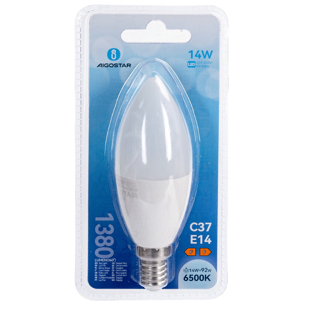 Lampadina Led E14 C37 a oliva 14W Bianco freddo 6500K Aigostar - Foto 3
