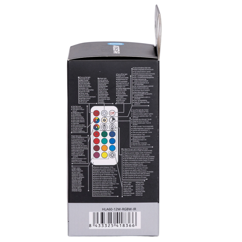Lampadina Led E27 A60 a bulbo 12W RGB + Bianco caldo 3000K con telecomando Aigostar - Foto 5