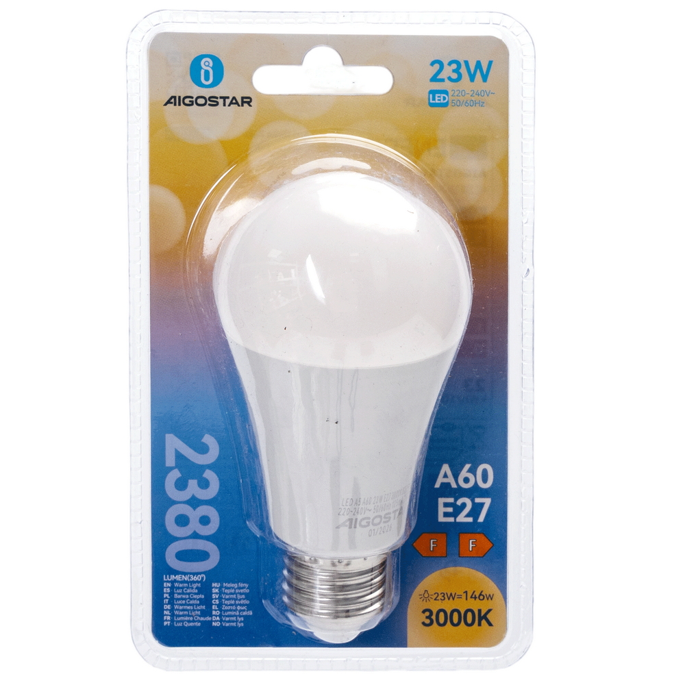 Lampadina Led E27 A60 a bulbo 23W Bianco caldo 3000K Aigostar - Foto 2