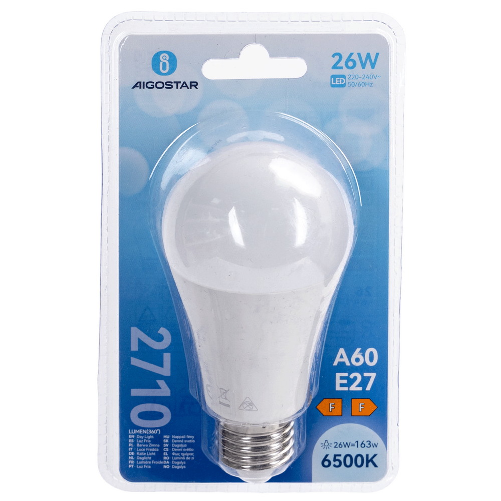 Lampadina Led E27 A60 a bulbo 26W Bianco freddo 6500K Aigostar - Foto 3