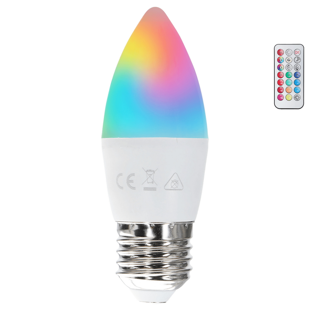 Lampadina Led E27 C37 a oliva 6W RGB + Bianco caldo 3000K con telecomando Aigostar - Foto 2