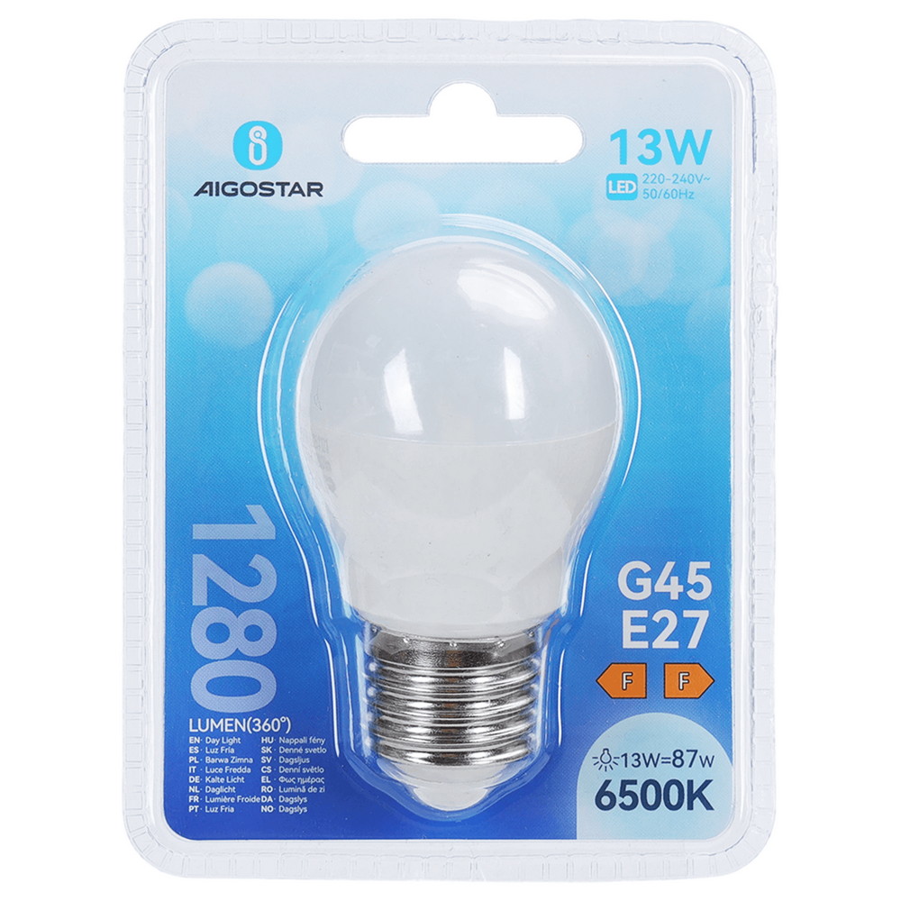 Lampadina Led E27 G45 a sfera 13W Bianco freddo 6500K Aigostar - Foto 3