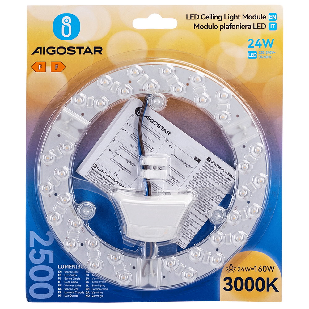 Modulo Led 24W per plafoniere e lampadari calamitato Bianco caldo 3000K Aigostar - Foto 4