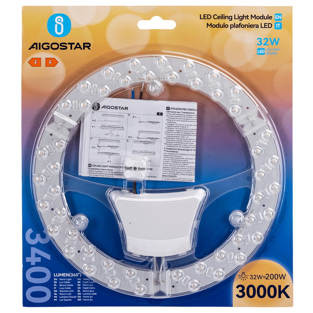Modulo Led 32W per plafoniere e lampadari calamitato Bianco caldo 3000K Aigostar - Foto 4
