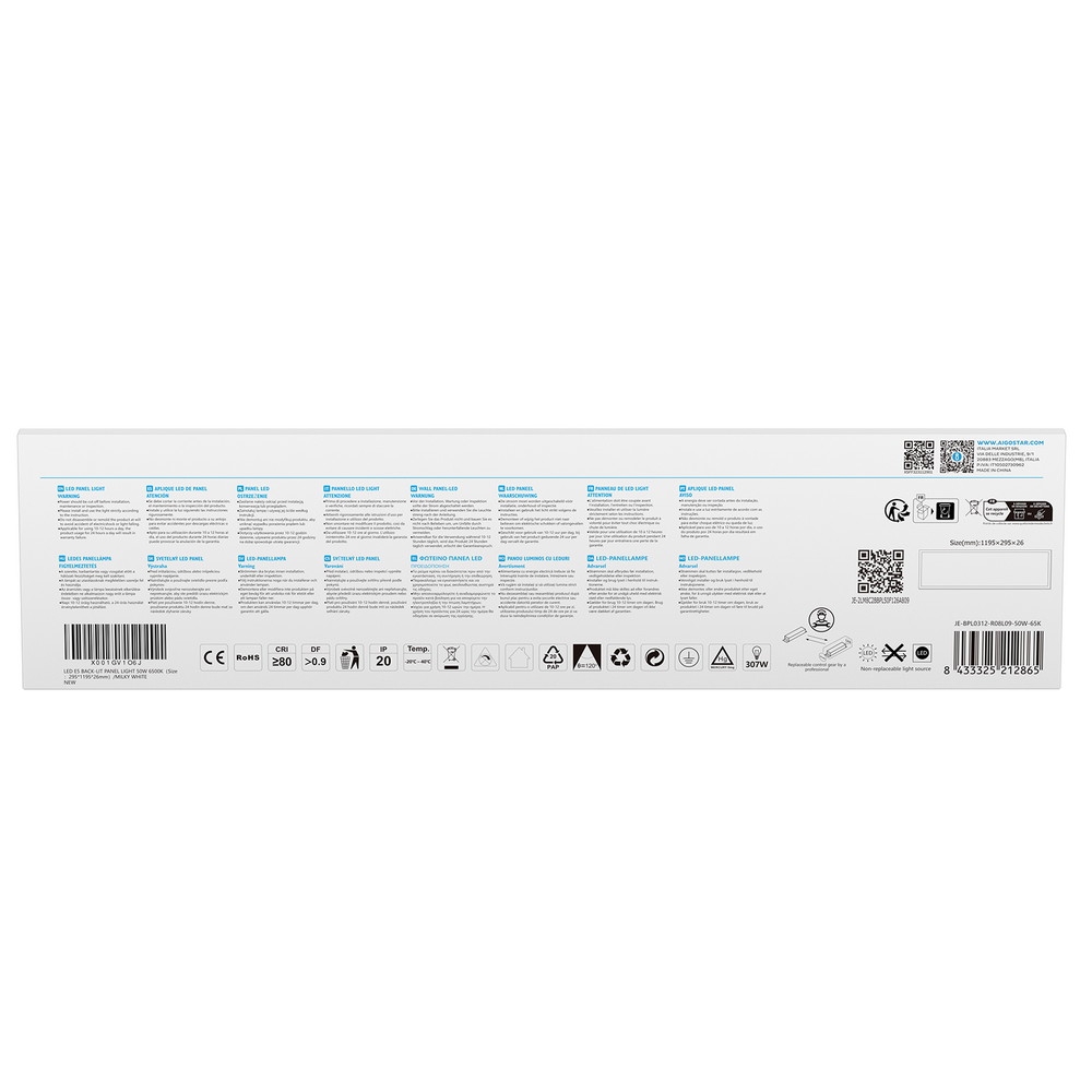 Pannello Led 50W 120x30cm Cornice bianca rettangolare Bianco freddo 6500K Aigostar - Foto 4
