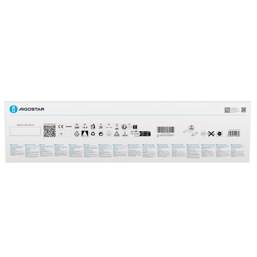 Pannello Led 50W 120x30cm Cornice bianca rettangolare Bianco neutro 4000K Aigostar - Foto 4