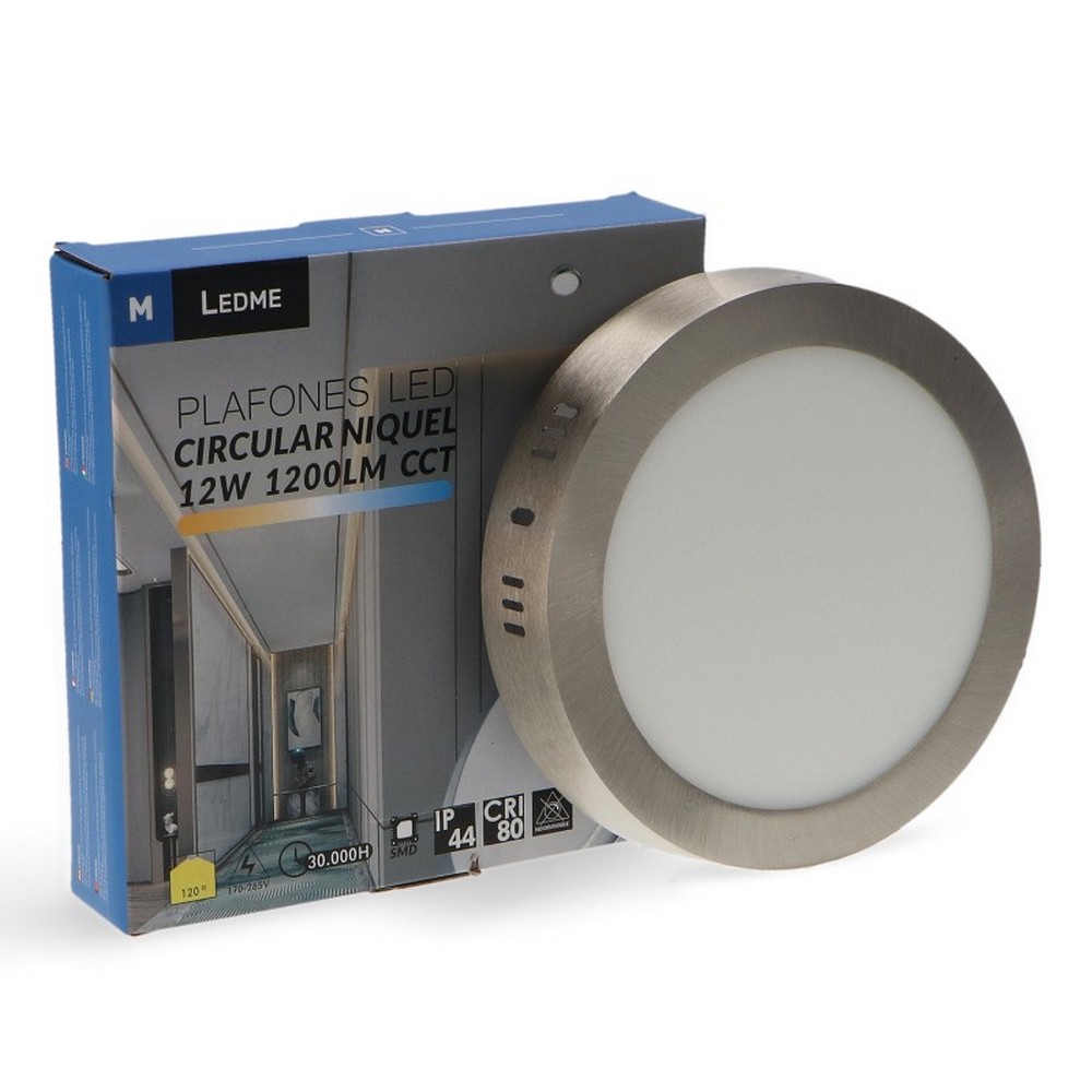 Plafoniera Led 12W Nickel Rotonda Grigia CCT temperatura colore regolabile M LEDME - Foto 2