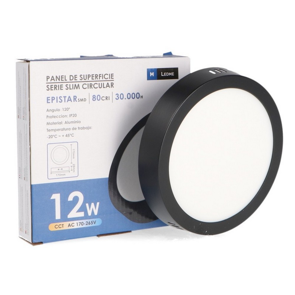 Plafoniera Led 12W Serie Pro Rotonda Nero CCT temperatura colore regolabile M LEDME - Foto 2