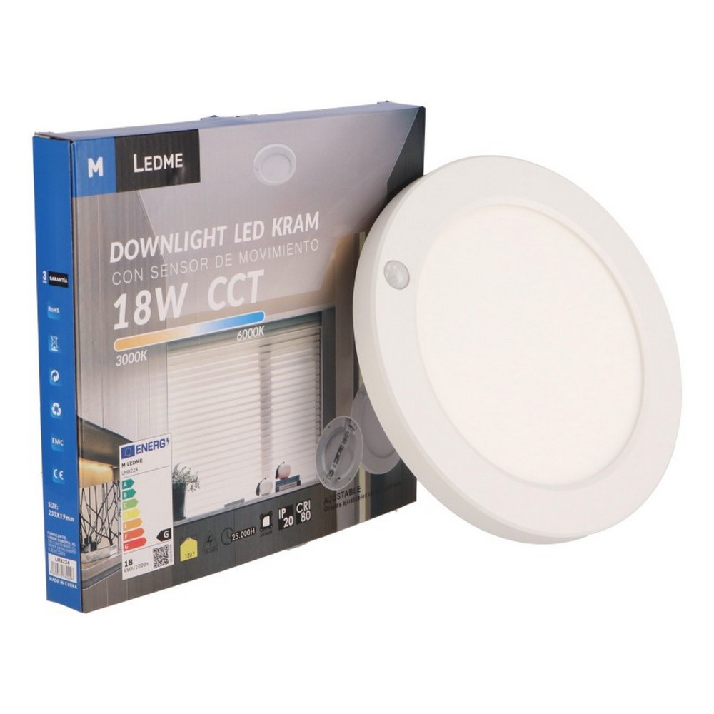 Plafoniera Led 18W Cornice bianca rotonda CCT temperatura colore regolabile Kram M LEDME - Foto 2