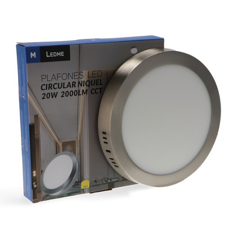 Plafoniera Led 20W Nickel Rotonda Grigia CCT temperatura colore regolabile M LEDME - Foto 2
