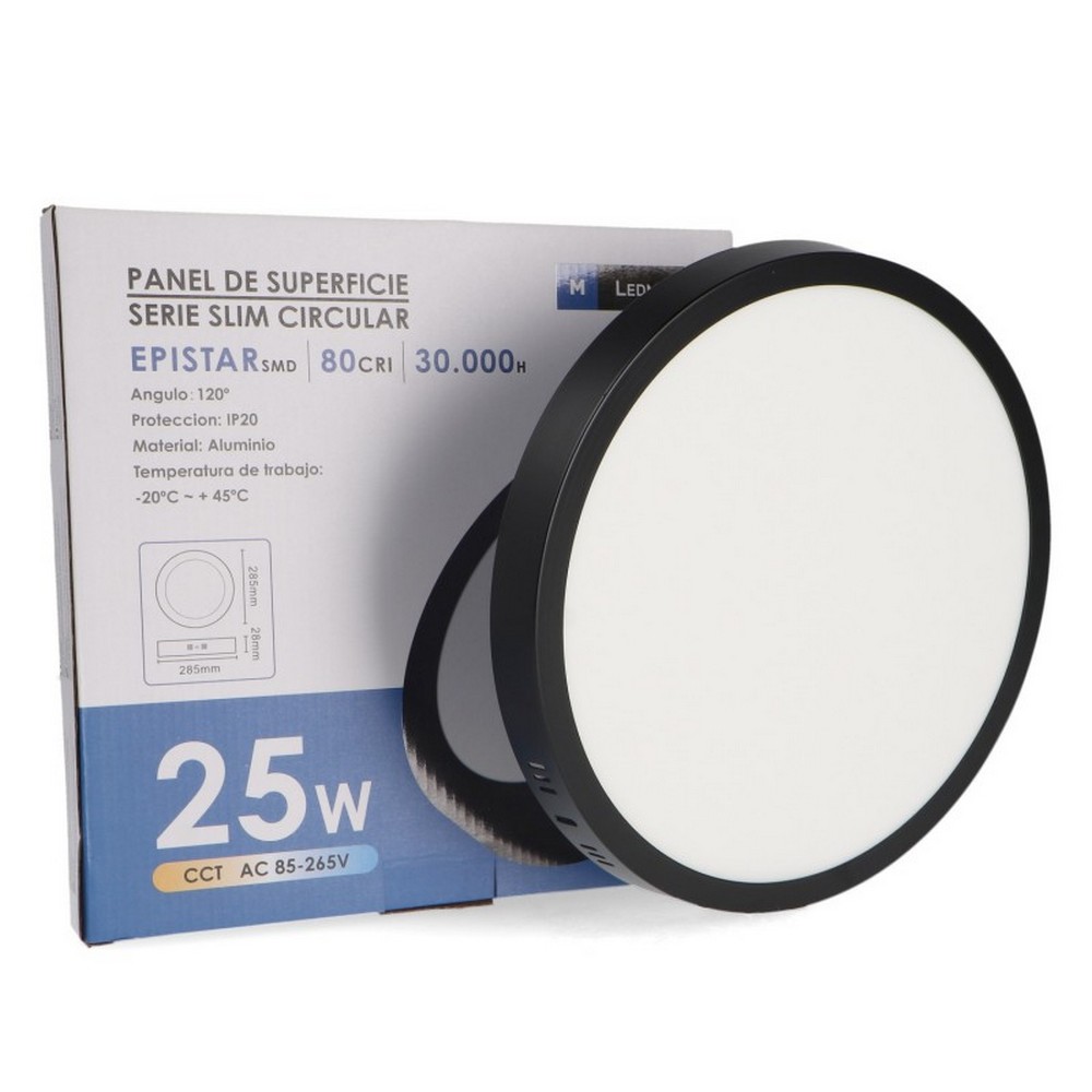 Plafoniera Led 25W Serie Pro Rotonda Nero CCT temperatura colore regolabile iSG Lighting - Foto 2