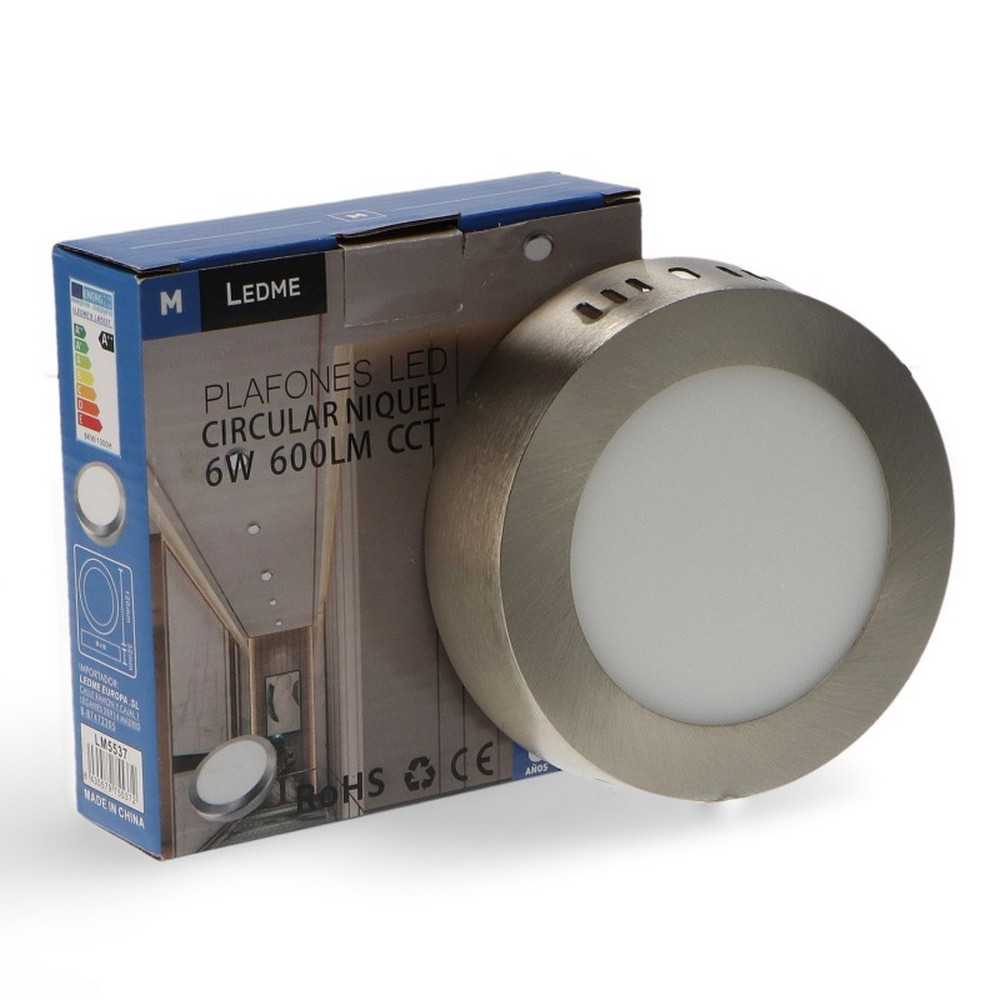 Plafoniera Led 6W Nickel Rotonda Grigia CCT temperatura colore regolabile M LEDME - Foto 2