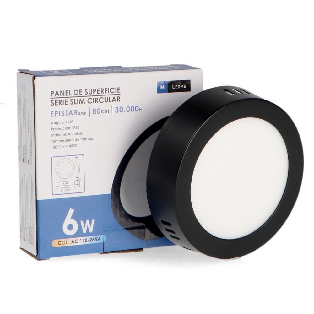 Plafoniera Led 6W Serie Pro Rotonda Nera CCT temperatura colore regolabile M LEDME - Foto 2